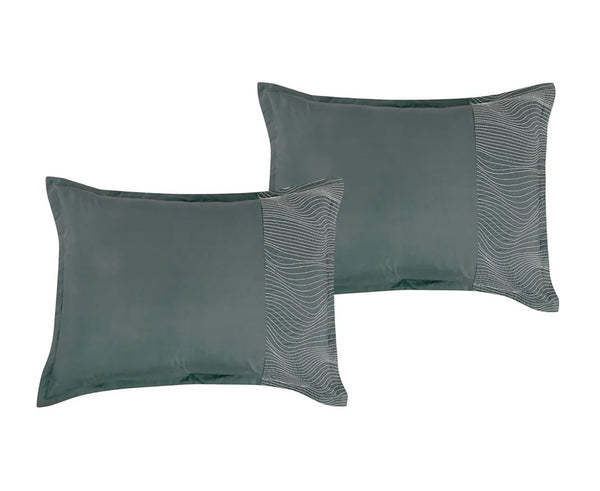 Queen Size 7 Piece Grey Waves Striped Soft Bedding Comforter Set