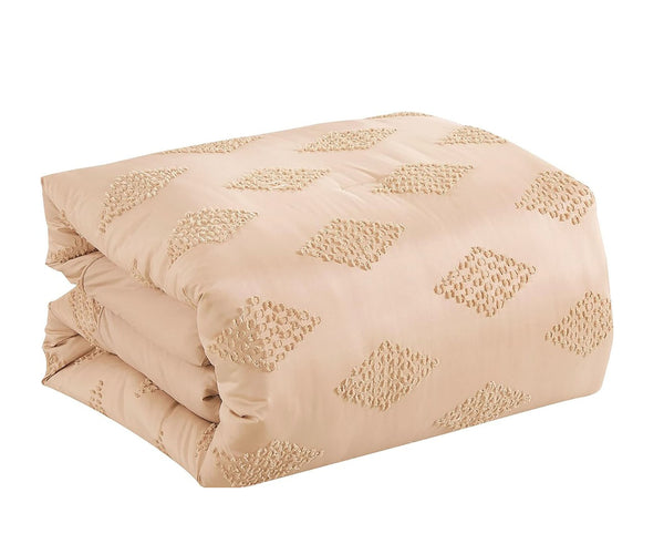 7 Piece Beige Boho Geometric Bedding Comforter Set