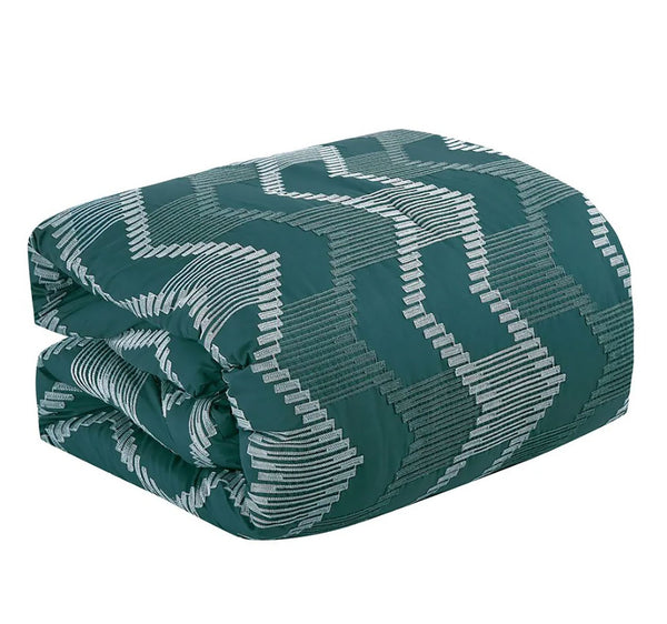 7 Piece Teal Boho Embroidery Soft Bedding Comforter Set
