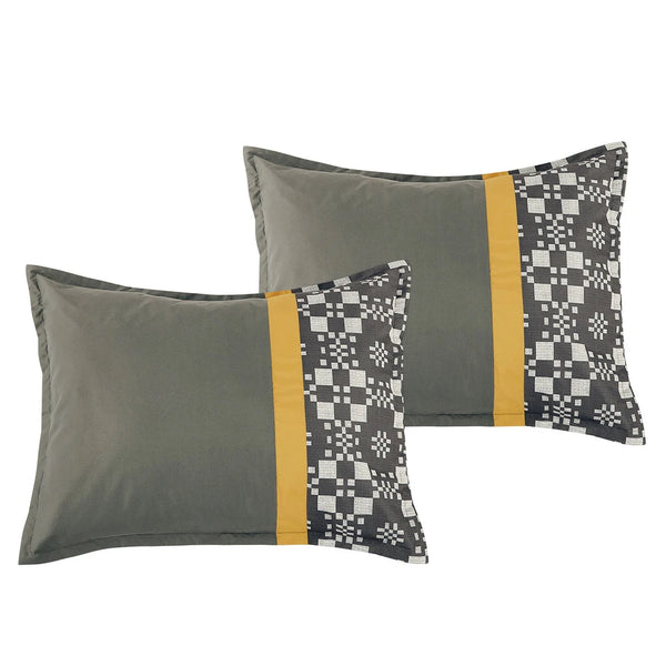 7 Piece Grey Gold Geometric Comforter Set Embroidery Soft Bedding