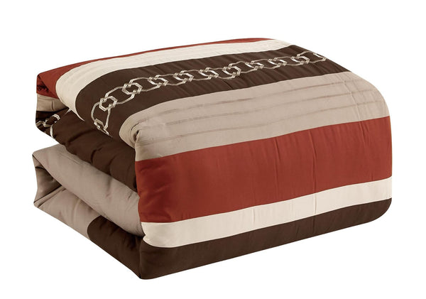 7 Piece Brown Beige Comforter Set Embroidery Soft Bedding