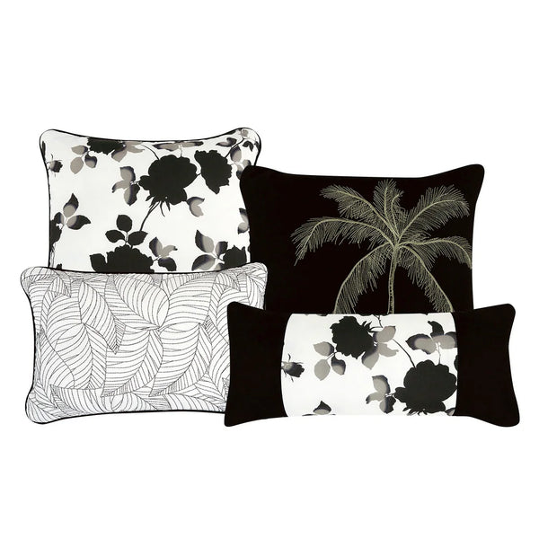 7 Piece White Black Floral Comforter Set Embroidery Soft Bedding