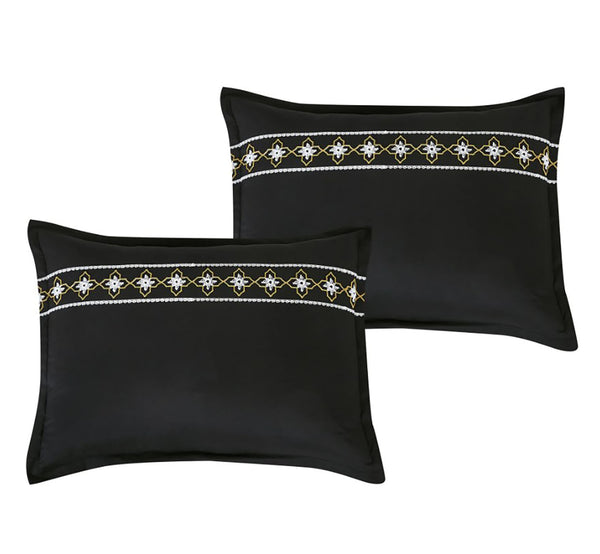 7 Piece Comforter Set Black Yellow Gold Soft Bedding