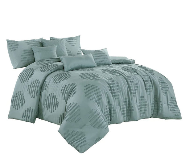 7 Piece Teal Blue Geometric Bedding Comforter Set