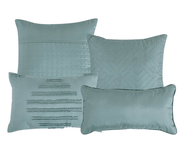 7 Piece Teal Blue Geometric Bedding Comforter Set