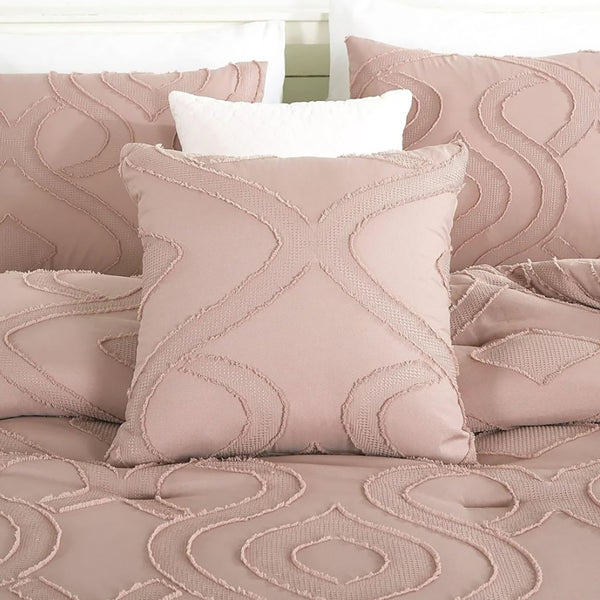 7 Piece Blush Pink Geometric Bedding Comforter Set