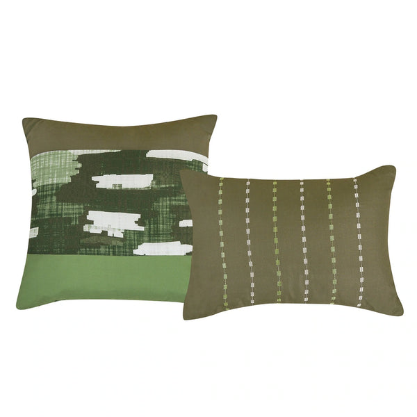 9 Piece Bed-in-a-Bag Green & White Camouflage Patteren Soft Bedding Comforter Set