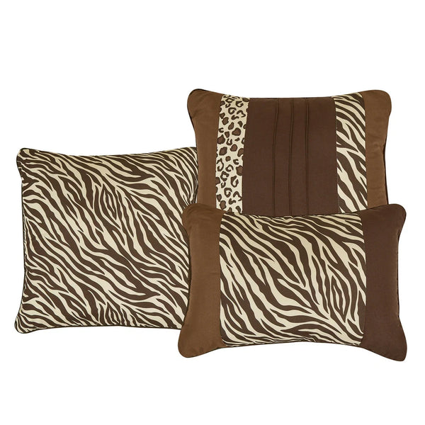 6 Piece Brown Beige Animal Print Comforter Set Embroidery Soft Bedding