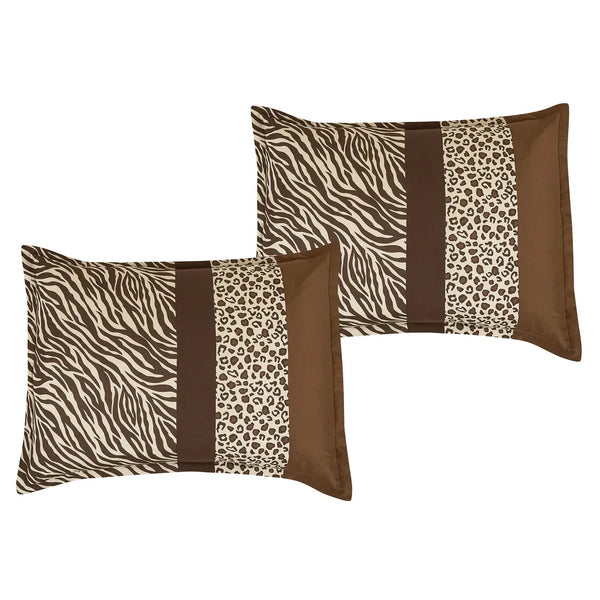 6 Piece Brown Beige Animal Print Comforter Set Embroidery Soft Bedding