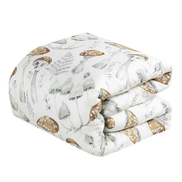 6 Piece White Gold Floral Comforter Set Embroidery Soft Bedding