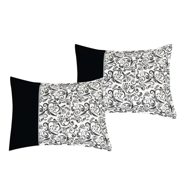9 Piece Bed-in-a-Bag Black White Floral Soft Bedding Comforter Set