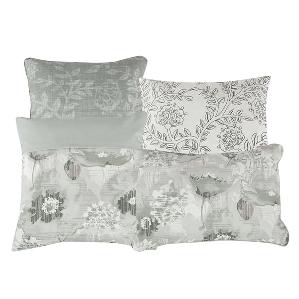 7 Piece Green Floral Comforter Set Embroidery Soft Bedding