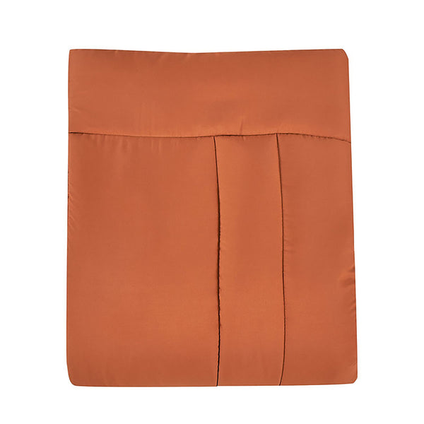 7 Piece Brown & Orange Solid Comforter Set Soft Bedding
