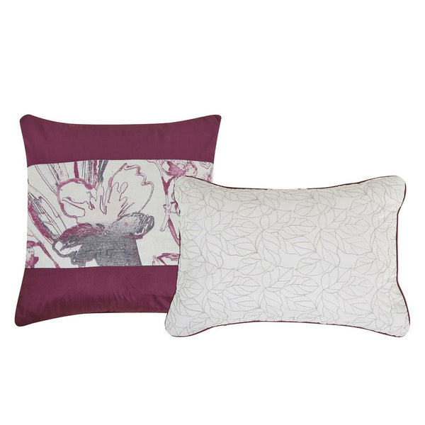 9 Piece Bed-in-a-Bag Purple Grey Floral Soft Bedding Comforter Set
