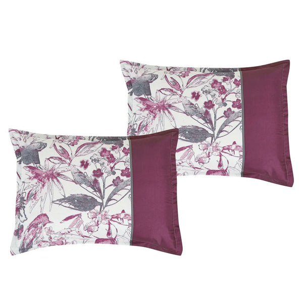 9 Piece Bed-in-a-Bag Purple Grey Floral Soft Bedding Comforter Set