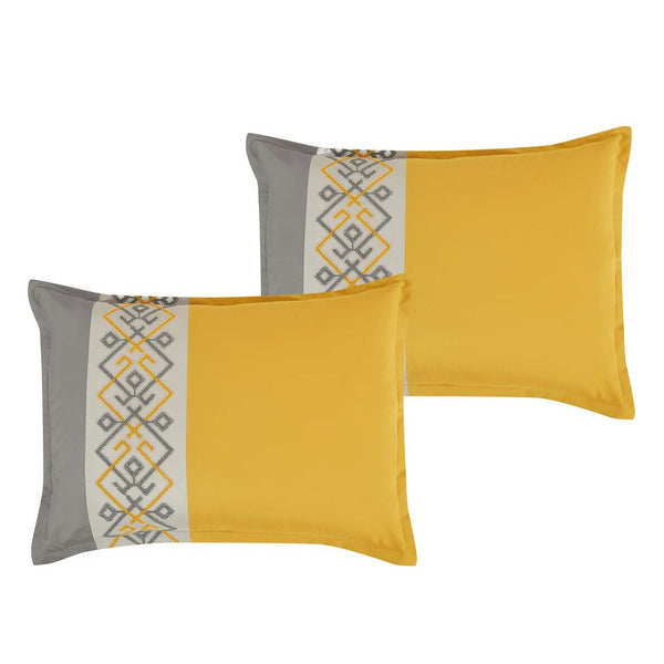 9 Piece Bed-in-a-Bag Yellow Grey Geometric Modern Solid Soft Bedding Comforter Set