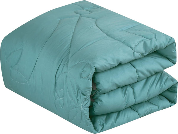 9 Piece Bed-in-a-Bag Blue Floral Solid Soft Bedding Comforter Set