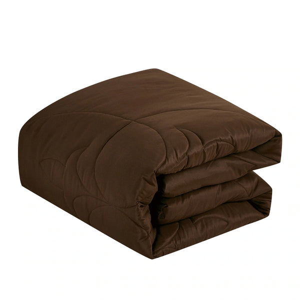 9 Piece Bed-in-a-Bag Brown Floral Solid Soft Bedding Comforter Set