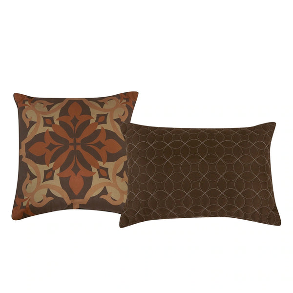9 Piece Bed-in-a-Bag Brown Floral Solid Soft Bedding Comforter Set
