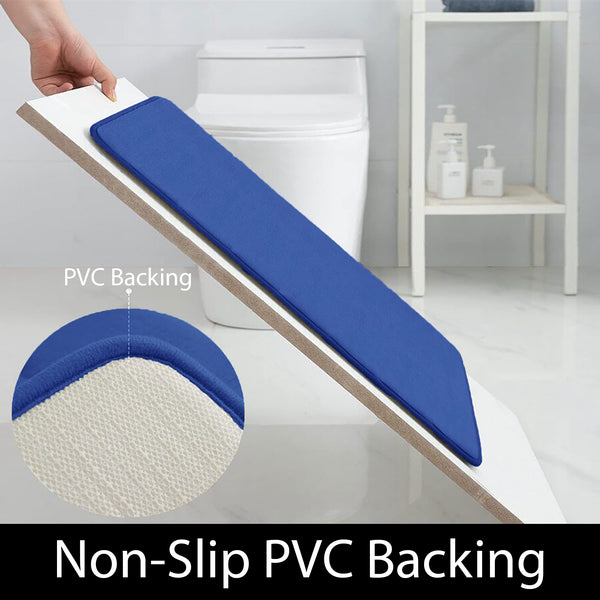3 Piece Royal Blue Ultra Soft Thick Memory Foam Non-Slip Absorbent Bathroom Bath Mat Set