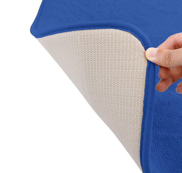 3 Piece Royal Blue Ultra Soft Thick Memory Foam Non-Slip Absorbent Bathroom Bath Mat Set
