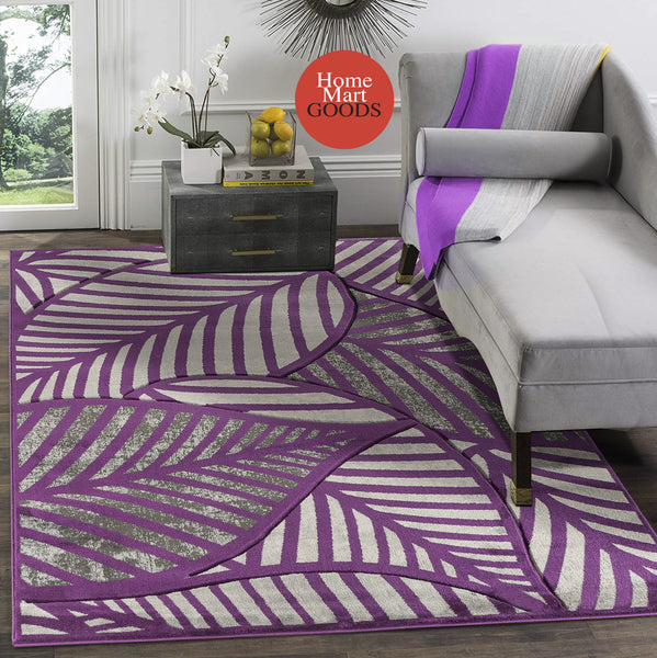 Purple Leaf Hand-Carved Soft Living Room Area Rug