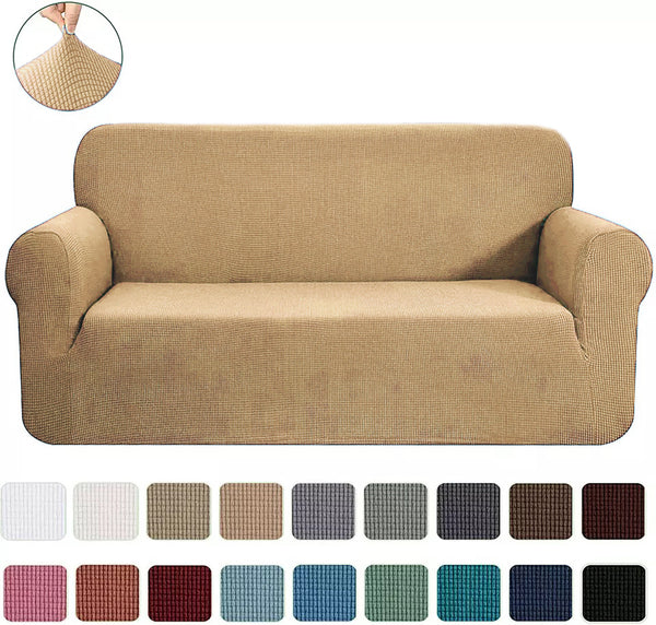 Gold 2-Piece Set Slipcover Sofa & Loveseat Cover Protector 4-Way Stretch Elastic