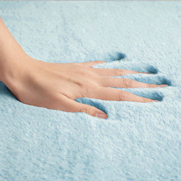 Light Blue Faux Rabbit Fur Fuzzy Soft Fluffy Plush Cozy Shaggy Area Rug