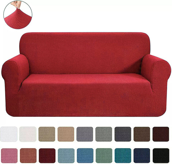 Red 2-Piece Set Slipcover Sofa & Loveseat Cover Protector 4-Way Stretch Elastic