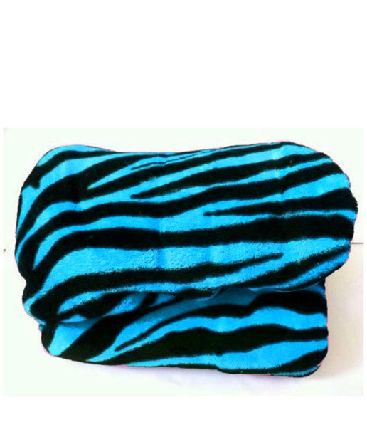 Zebra Turquoise and Black Animal Print Coral Fleece Mega Throw Soft Blanket