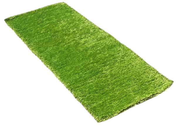 2' x 5' Feet Green Shimmer Shag Shaggy Reversible Soft Solid Color Area Rug