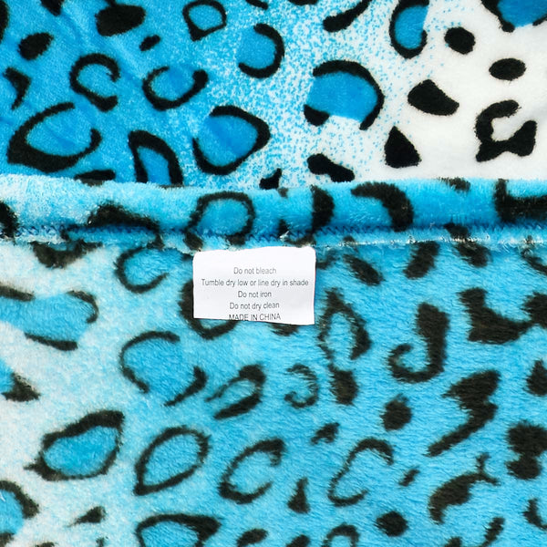 Leopard Turquoise and White Animal Print Coral Fleece Mega Throw Soft Blanket