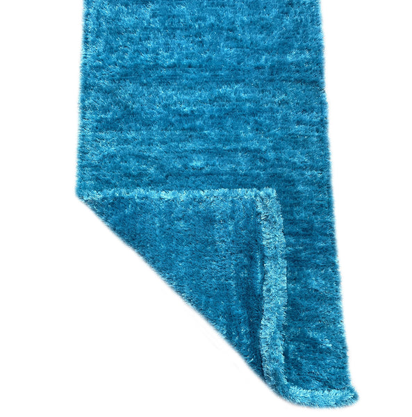 2' x 5' Feet Turquoise Blue Shimmer Shag Shaggy Reversible Soft Solid Color Area Rug