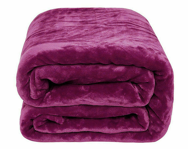 Purple 100% Polyester Solid Color Flannel Luxury Soft Micro-Fleece Ultra Plush Solid Throw Blanket Bedding