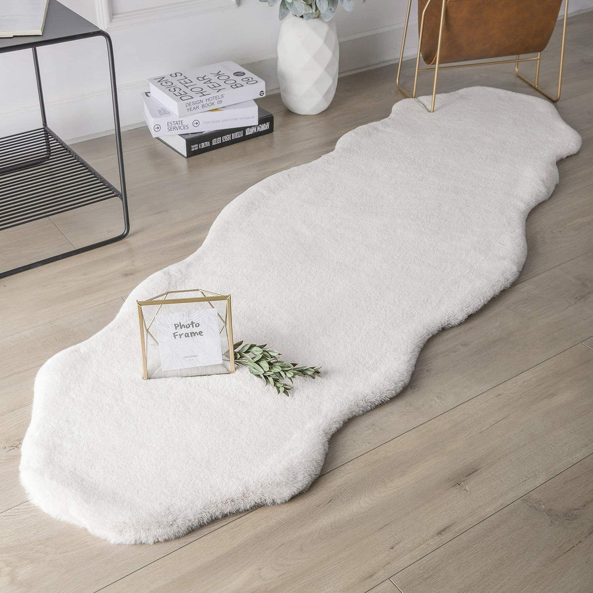 Home Mart Goods 2x3 Feet Super Soft Fluffy Grey Modern Shaped Faux Sheepskin Area Rug - 2' x 3