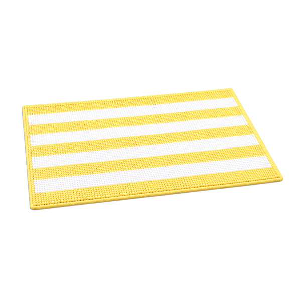 30"x20" - Yellow White Stripe Soft Cozy Plush Chenille Bath Mat Bathroom Rug