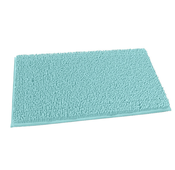 24"x16" - Spa Blue Large Soft Cozy Plush Chenille Bath Mat Bathroom Rug