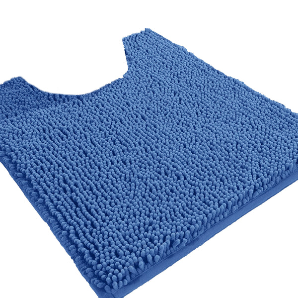 Blue Soft Cozy Plush Chenille Contour Bath Mat Bathroom Rug