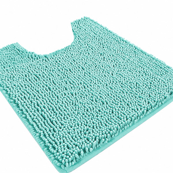 Light Blue Soft Cozy Plush Chenille Contour Bath Mat Bathroom Rug