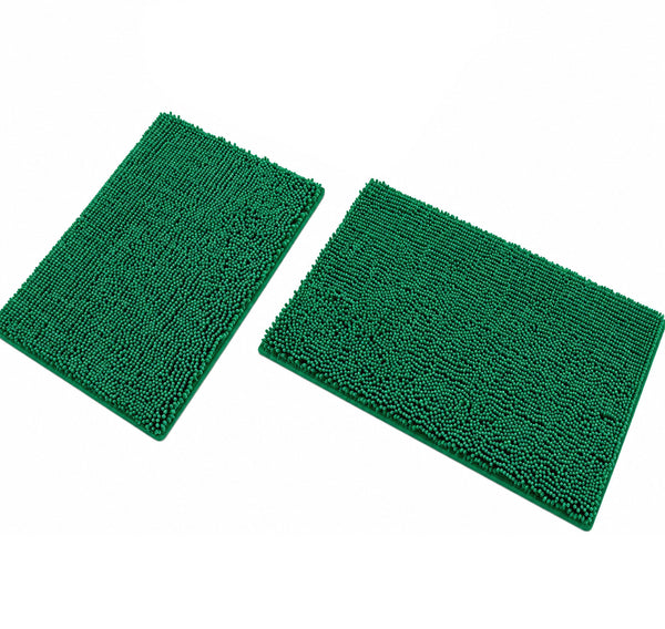 Large 2 Piece Set Hunter Green Soft Cozy Plush Chenille Bath Mat Bathroom Rug