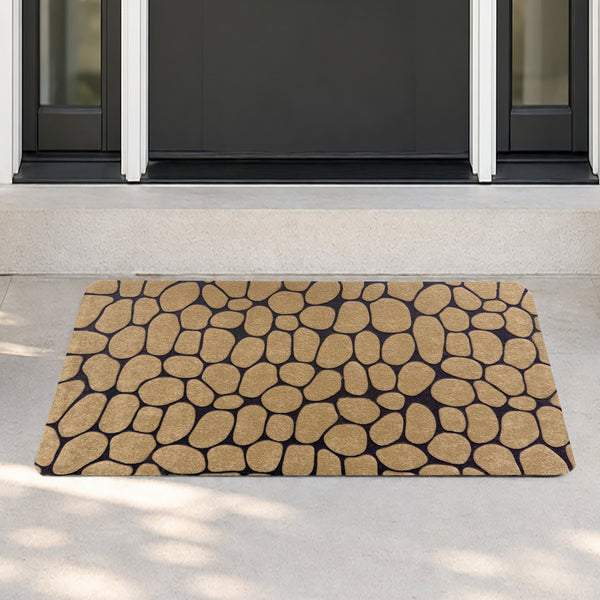 Brown Stones All-Season Sturdy Absorbent Non-Slip Rubber Backing Multipurpose Door Mat