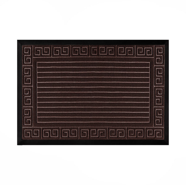 Brown Geometric All-Season Sturdy Absorbent Non-Slip Rubber Backing Multipurpose Door Mat