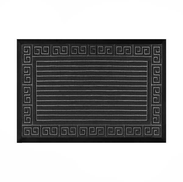 Dark Grey Geometric All-Season Sturdy Absorbent Non-Slip Rubber Backing Multipurpose Door Mat