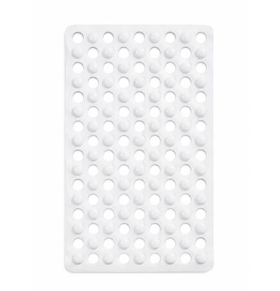 White Bubble Non-Slip PVC Safety Bathtub Mat with Drain Holes Cushioned Bubble Surface - 14.5" x 26.75"
