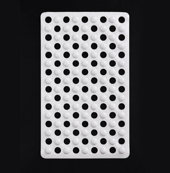White Bubble Non-Slip PVC Safety Bathtub Mat with Drain Holes Cushioned Bubble Surface - 14.5" x 26.75"