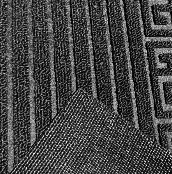 Dark Grey Geometric All-Season Sturdy Absorbent Non-Slip Rubber Backing Multipurpose Door Mat