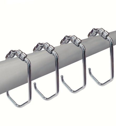 12 Piece Set - Chrome Heavy Duty Ear Shower Curtain Hooks Rings