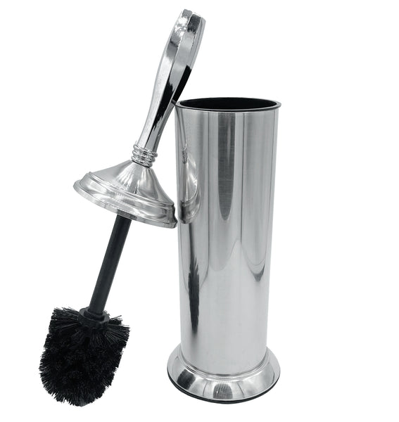 17" Tall Chrome Toilet Brush Set with Holder