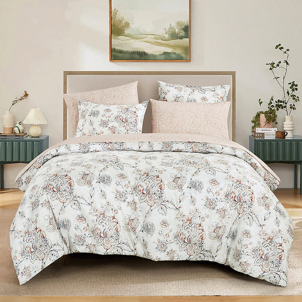 7 Piece Floral Modern Comforter Set Soft Bedding