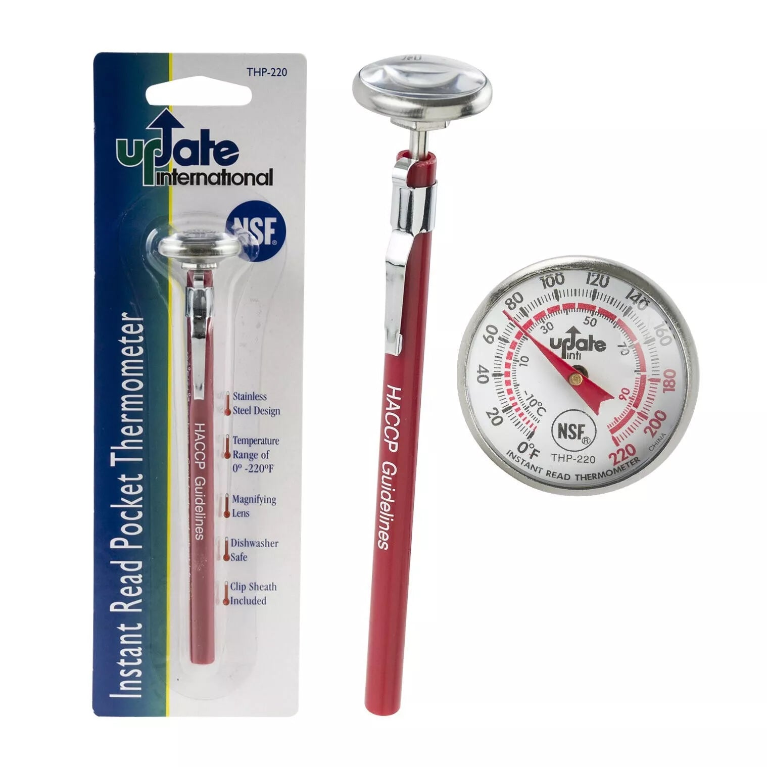 Stainless Steel Instant Read Pocket Cooking Thermometer - Pack of 3